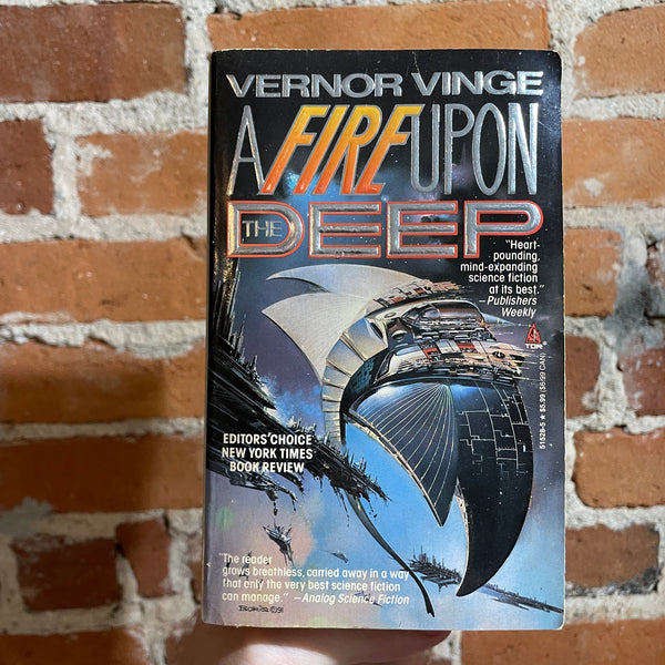 A Fire Upon the Deep - Vernor Vinge - 1993 Foil Embossed Tor Books Paperback - Boris Vallejo Cover