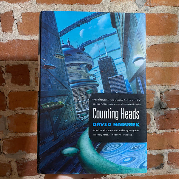 Counting Heads - David Marusek - 2005 1st Tor Books Hardback Ex Lib. - Chris Moore Cover