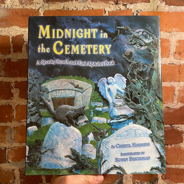 Midnight in the Cemetery: A Spooky Search-and-Find Alphabet Book - Cheryl Harness - 1999 SIGNED Hardback
