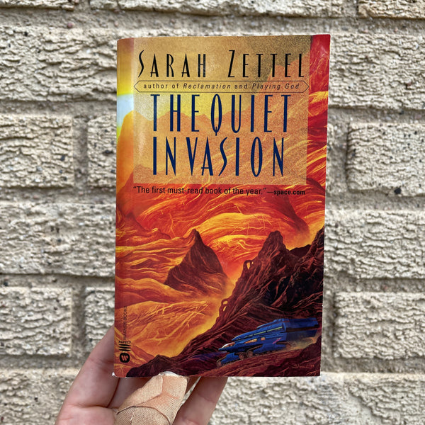 The Quiet Invasion - Sarah Zettel - Signed 2001 Warner Books Paperback - Steven Youll Cover