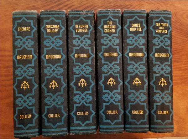 Maugham 6 Volume Set (Christmas Holiday (1939) Theatre (37), Of Human Bondage (1915) The Narrow Corner (1932) The Moon and Sixpence (1919) Cakes and Ale (1930)- W. Somerset Maugham- P.F. Collier hardback bundle