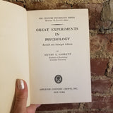 Great Experiments in Psychology - Henry Edward Garrett 1941 Appleton-Century-Crofts Inc vintage hardback