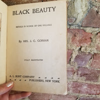 Black Beauty- Retold in Words of One Syllable - J.C. Gorham 1905 A.L. Burt Co vintage HB