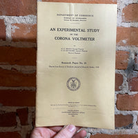 An Experimental Study of the Corona Voltmeter - Dept. of Commerce Research Paper No. 21 Reprint from 1928